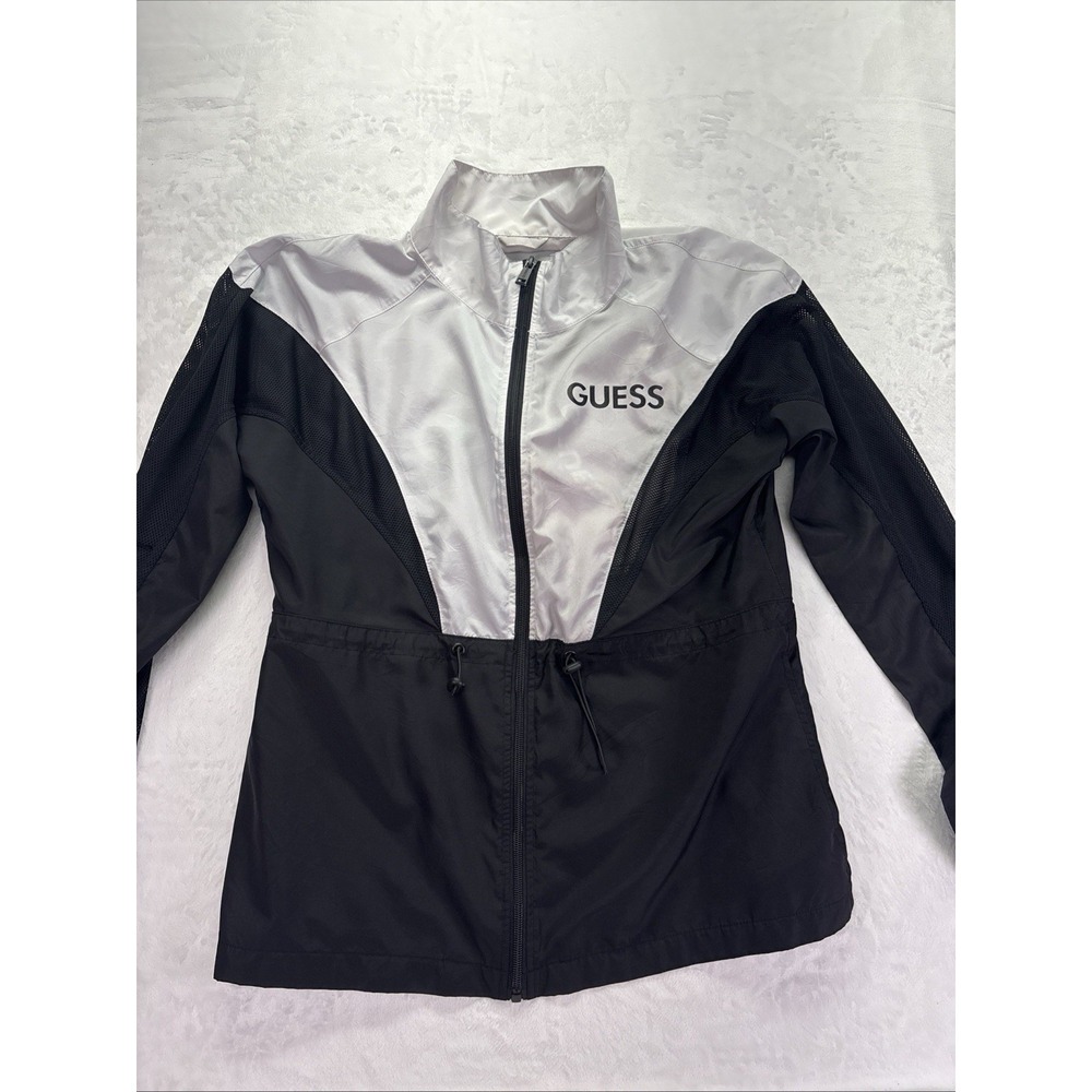 GUESS Women Windbreaker  Size S- Lightweight, Black and White, Full Zip - Picture 2 of 10